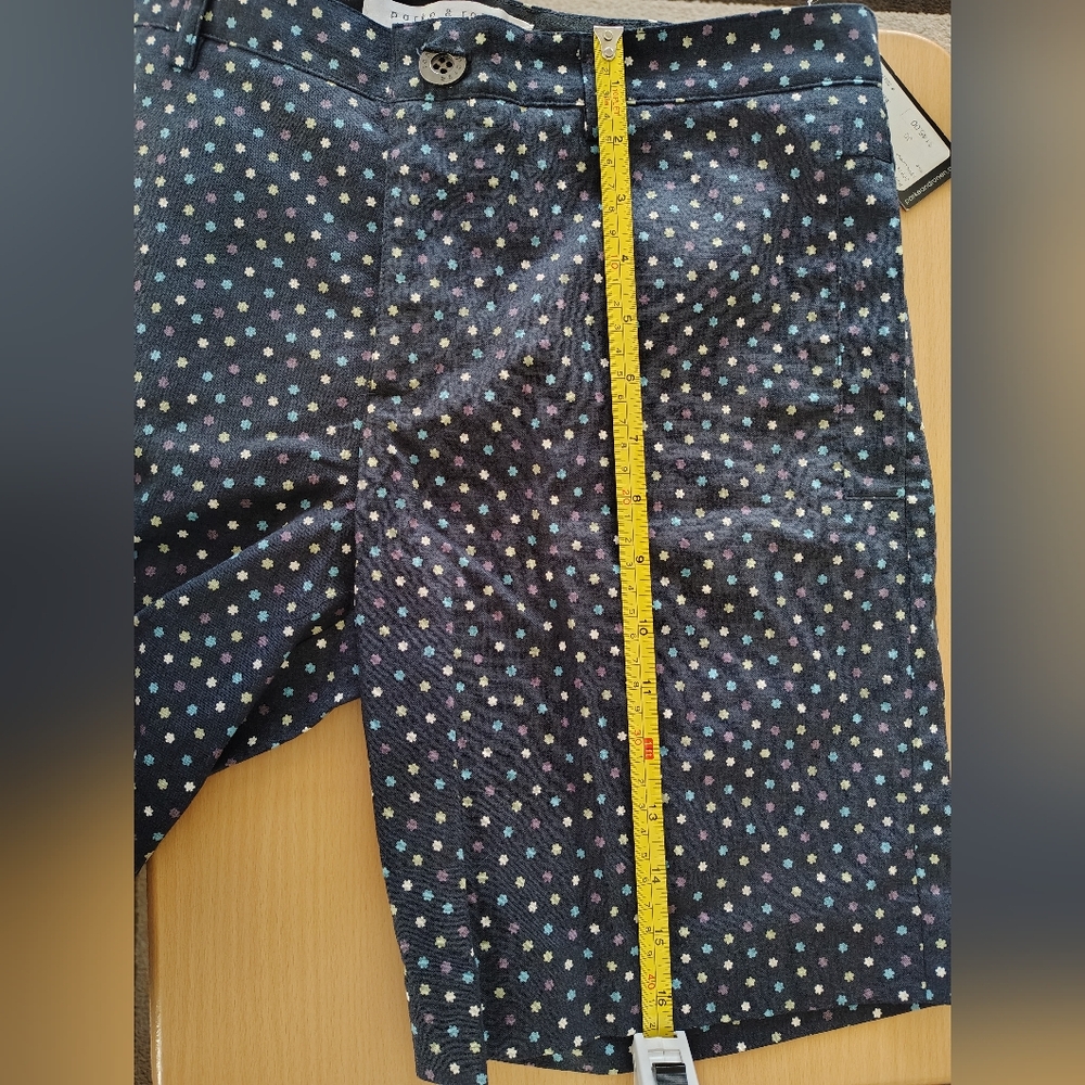 Men's Parke & Ronen Navy Patterned Chino Shorts Size 30 - Picture 6 of 8
